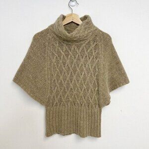 Twins Women’s Cowl Neck Wool Alpaca Blend Pullover Sweater Tan ITALY Made Sz M